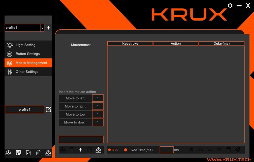 Oprogramowanie KRUX - rejestrowanie makro