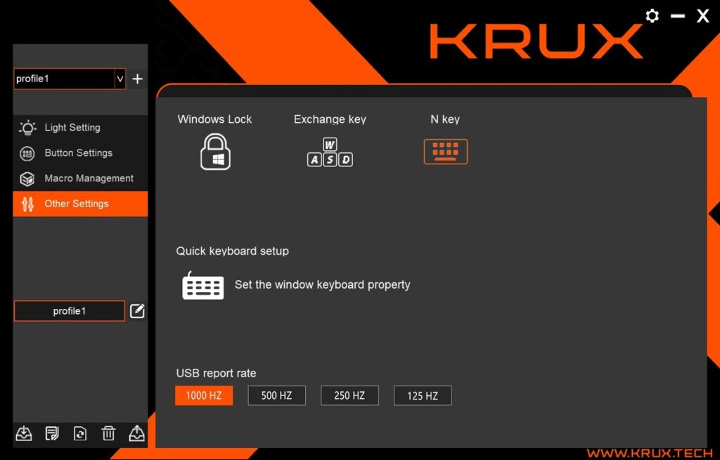 Oprogramowanie KRUX - pozostałe ustawienia