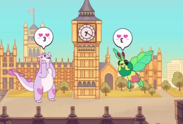 Gigachu i kaiju inspirowany Mothrą romansujący przy Big Benie w Kaichu - The Kaiju Dating Sim