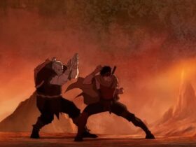 Kuai Liang (Sub-Zero) oraz Kenshi w trakcie treningu w Mortal Kombat Legends: Snow Blind