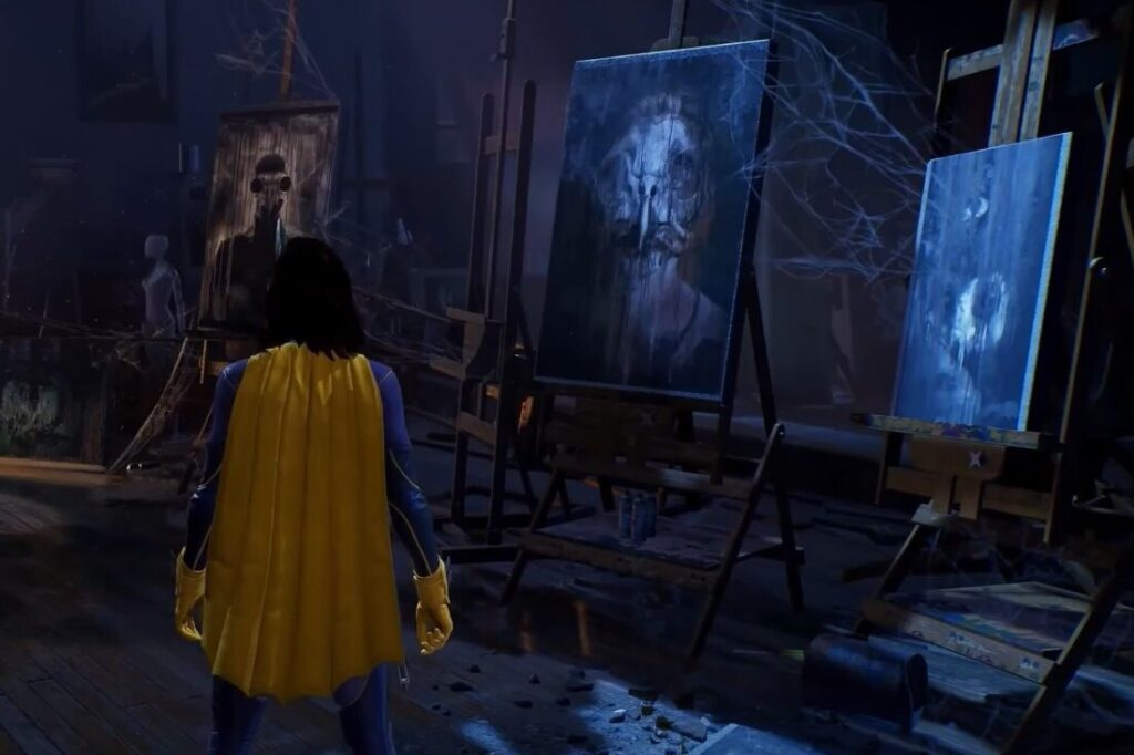 Obrazy w Gotham Knights, jako easter egg nawiązujący do Court of Owls z uniwersum DC.