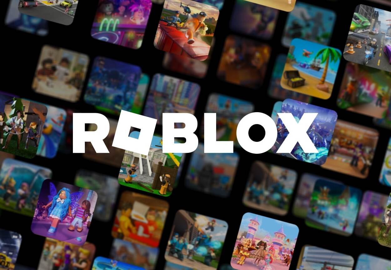 Logo Roblox, tryby gry w tle.