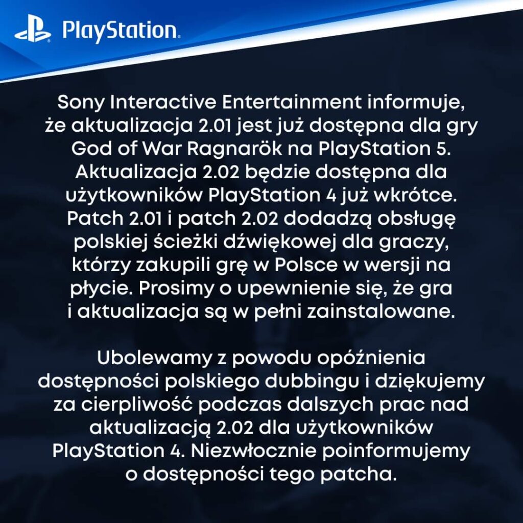 oświadczenie PlayStation Polska