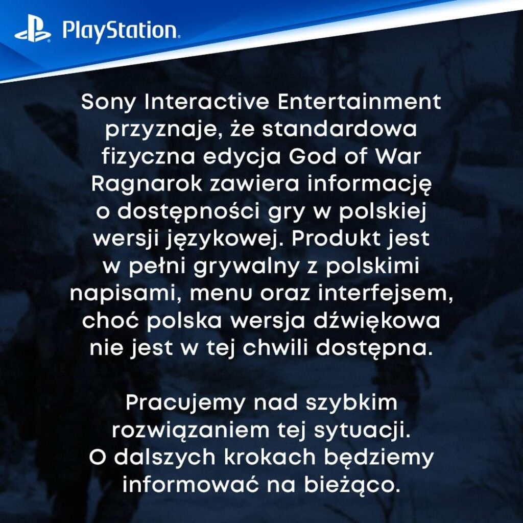 oświadczenie PlayStation Polska