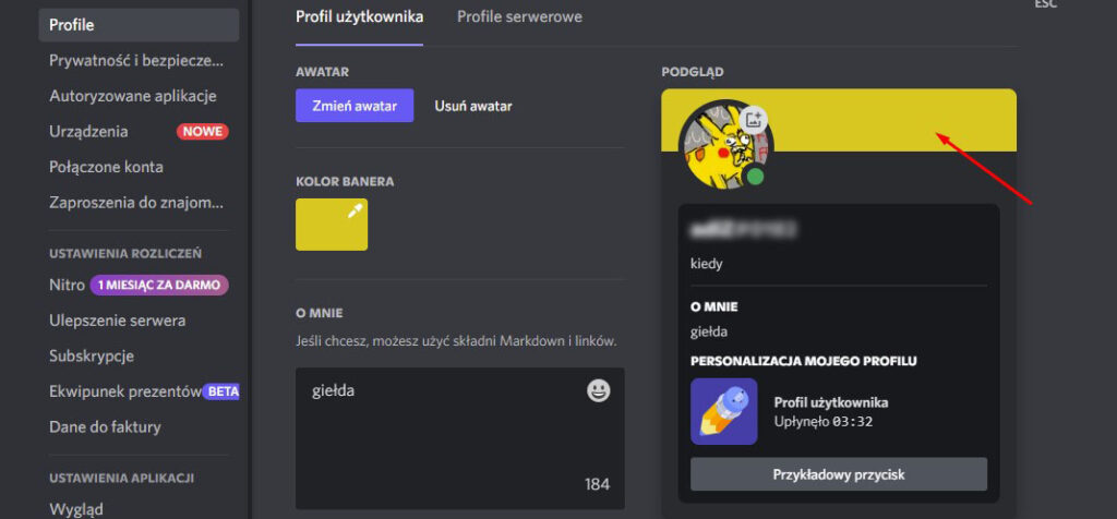 Baner na profilu Discord.