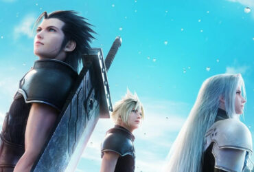 Postaci z Crisis Core: Final Fantasy Reuunion na tle nieba