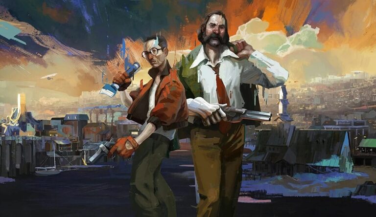 Harry Du Bois i Kim Kitsuragi na grafice promocyjnej Disco Elysium