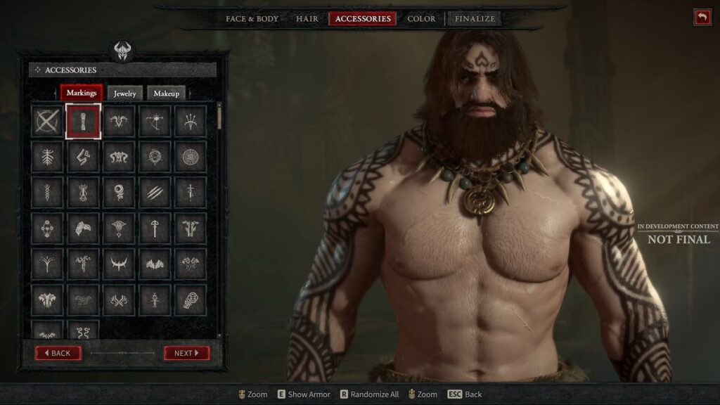 Kreator postaci barbardzyńcy w Diablo 4.