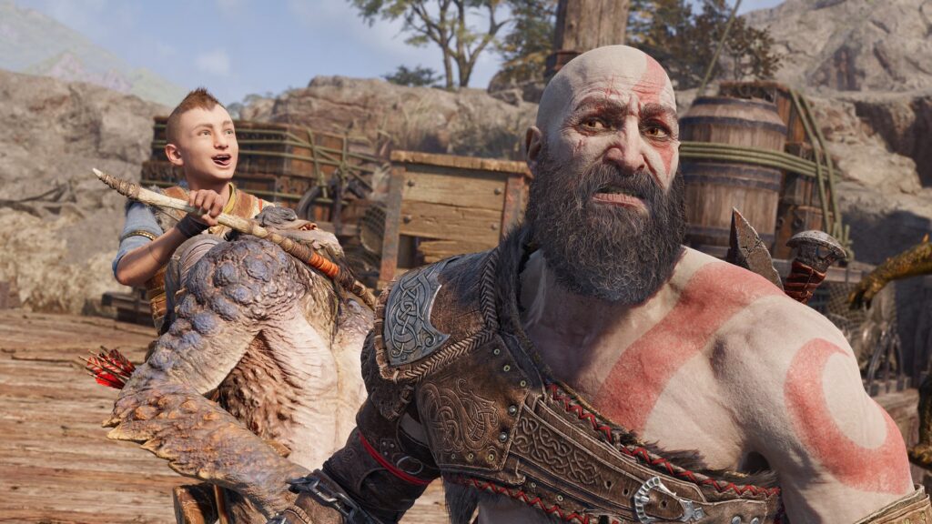 Atreus się śmieje i nie poważny Kratos