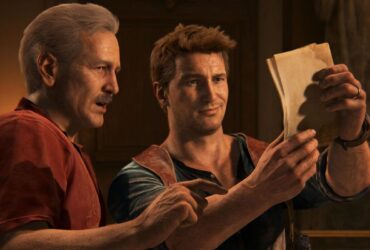 Nathan Drake i Sully oglądają notatki. Scena z Uncharted 4.