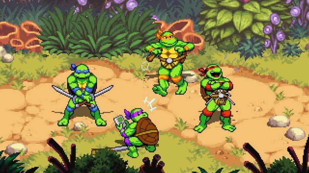 Leonardo, Donatello, Raphael i Michelangelo w TMNT: Shredder's Revenge