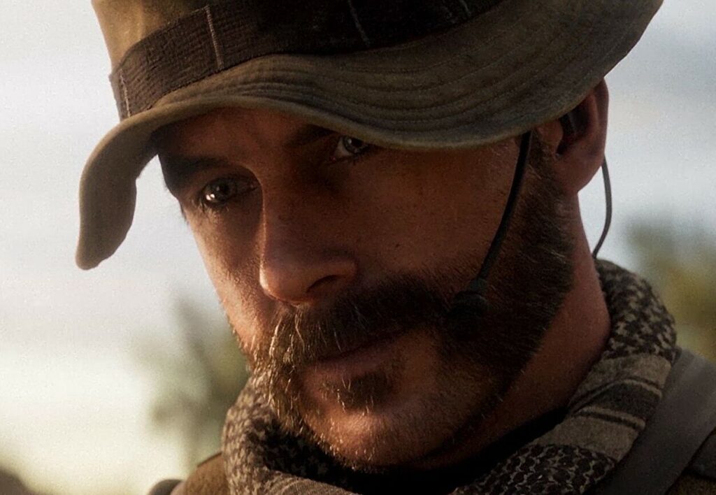 Zbliżenie na twarz Pierce'a z Call of Duty