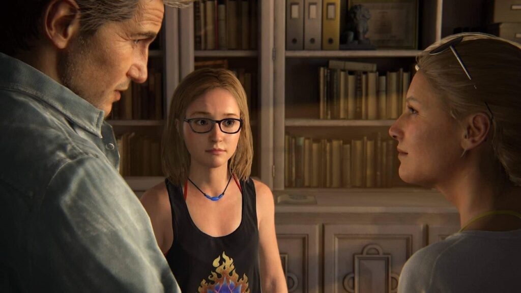 Nathan Drake i Elena Fisher z córką Cassie w zakończeniu Uncharted 4: Thief's End