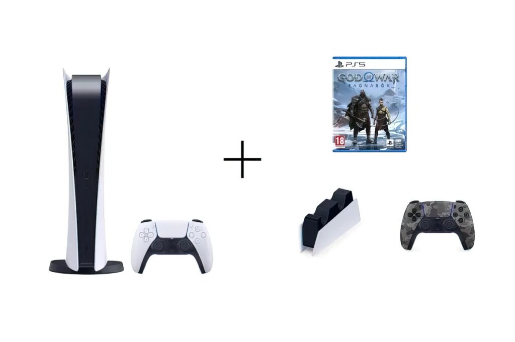 Zestaw PlayStation 5 Digital z grą, padem i stacją ładującą