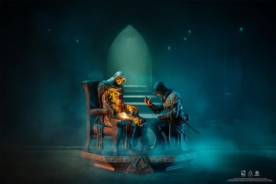 Figurka "R.I.P. Altair" w mrocznym lochu