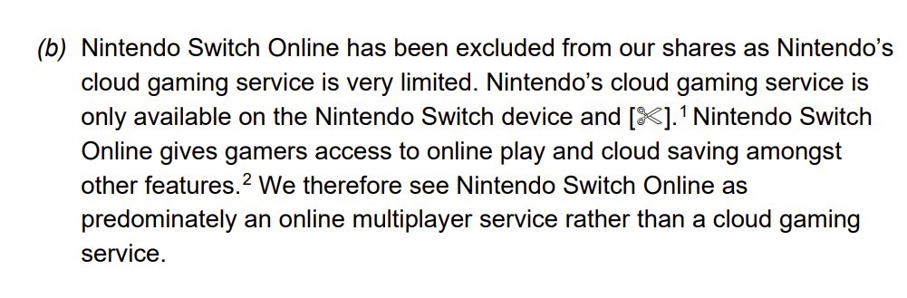 Wzmianka o innej platformie Nintendo w dokumencie CMA