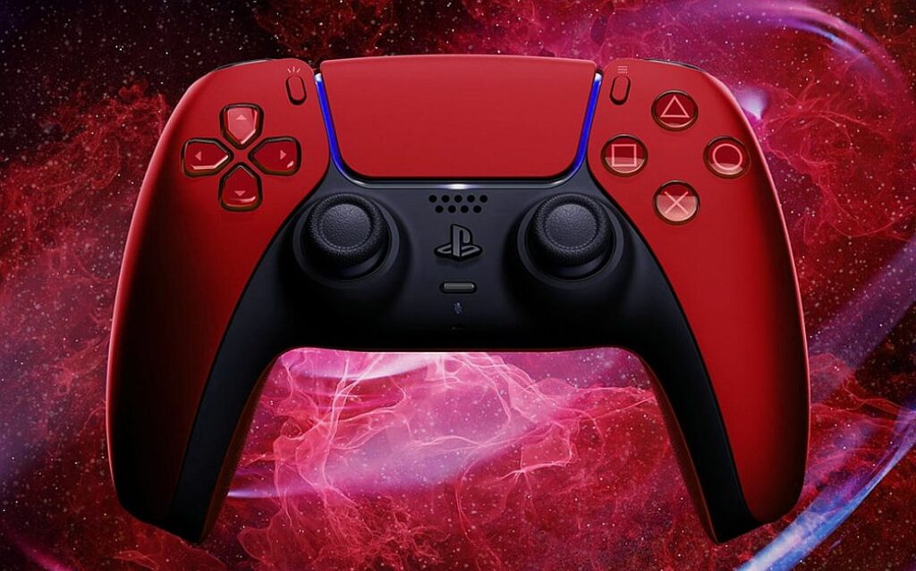 Kontroler DualSense w kolorze czerwonym
