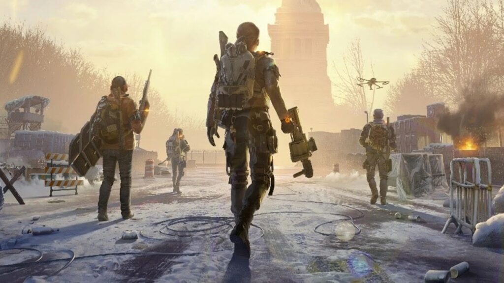 Trzech żołnierzy przemierza zaśnieżony Waszyngton w The Division Resurgence