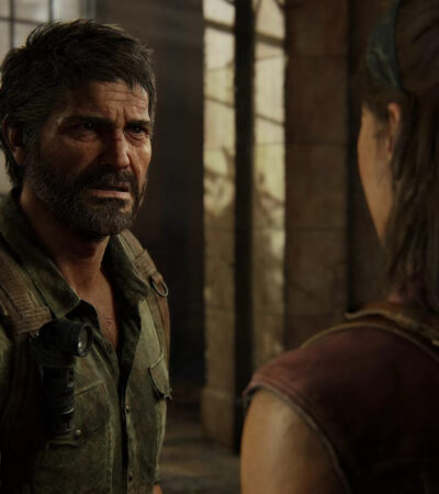 Joel patrzący na Ellie w The Last of Us