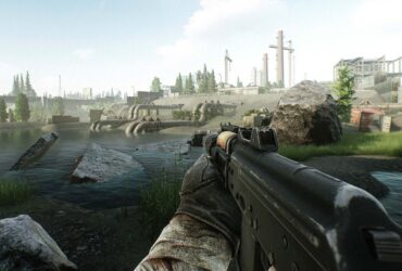 Gracz z karabinem w okolicy wodociągów w grze Escape from Tarkov