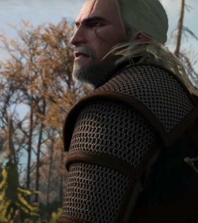 Geralt patrzący w niebo w Wiedźminie 3: Dziki Gon