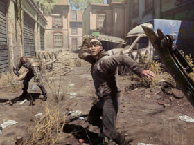 Gracz walczący z dwoma przeciwnikami w mieście za pomocą broni białej w Dying Light 2