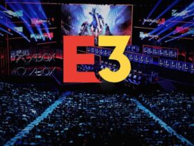 Logo E3 na tle targów