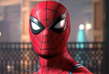 Zbliżenie na twarz Spider-Mana w grze