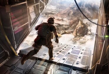 Żołnierz wyskakujący z samolotu na mapę Warzone w Call of Duty