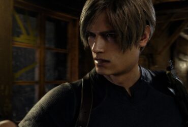 Zbliżenie na twarz Leona z Resident Evil 4 Remake
