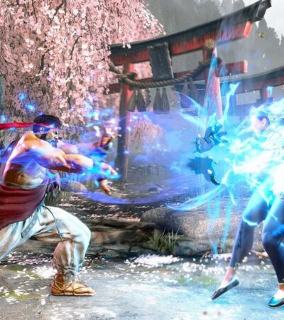 Ryu atakujący przeciwnika elektryczną kulą w Street Fighter 6