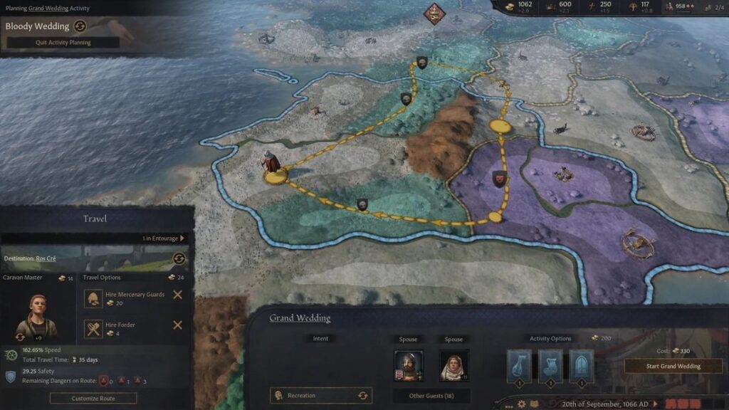 Planowanie podróży w Crusader Kings 3