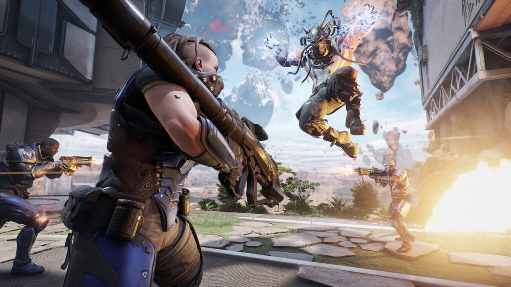 Kilku walczących bohaterów w grze LawBreakers