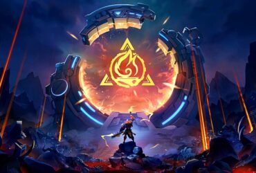 Nowy bohater stojący przed podświetlonym logo Torchlight: Infinite.