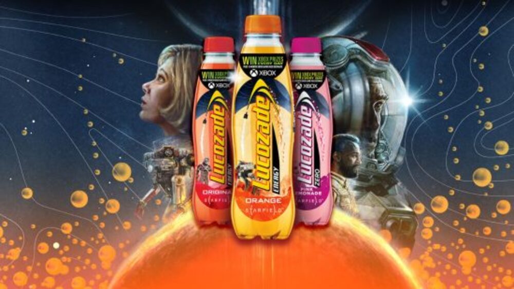 Napoje energetyczne Lucozade, które promują premierę gry Starfield