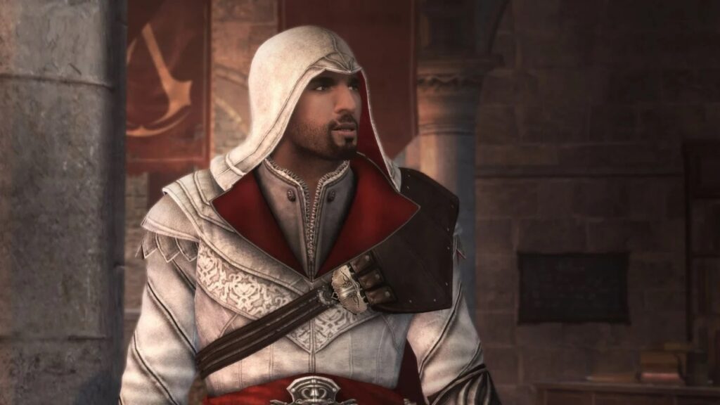 Zaskoczony Ezio Auditore w Assassin's Creed Brotherhood