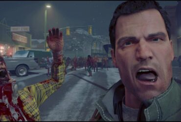 Gracz robiący selfie obok atakującego go zombie w Dead Rising 4