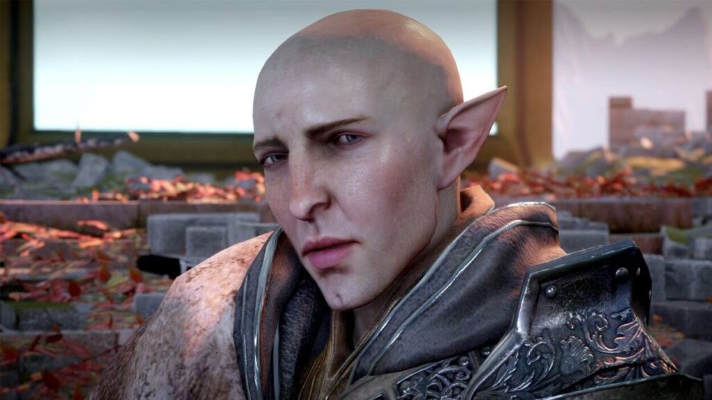 Zbliżenie na twarz elfa w grze Dragon Age: Inkwizycja