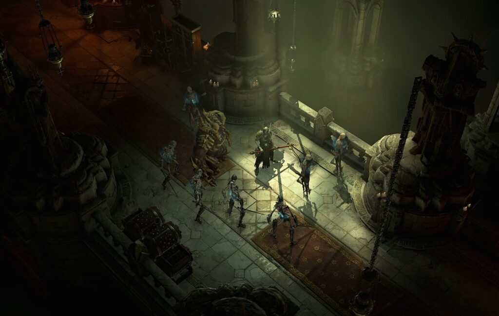 Główny bohater Diablo 4 stojący na moście w otoczeniu nieumarłych