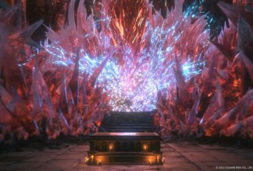Lokacja z czerwonymi kryształami w lochu w Final Fantasy 16