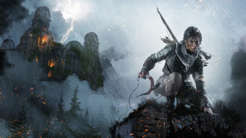 Lara Croft na tle mrocznej willi