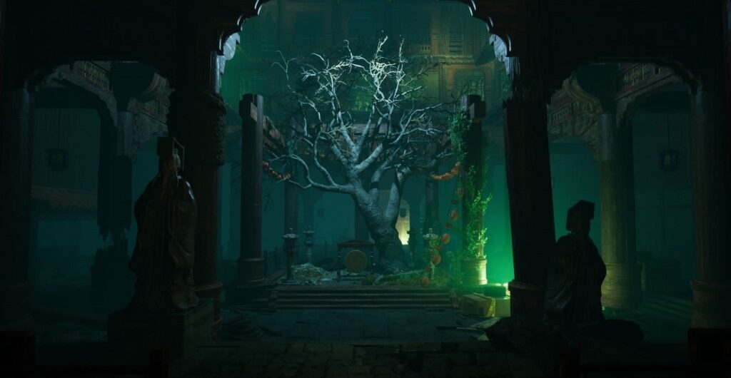 Drzewo w mrocznej świątyni w Vampire: The Masquerade – Bloodlines 2