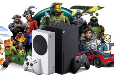 Konsole Xbox Series X/S i bohaterowie z gier objętych Game Passem w tle