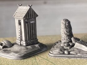 drukowanie 3d planszówki northgard niezbadane ziemie wydrukowane budynki, jakość 6K, autorem budynków jest Printed Bones