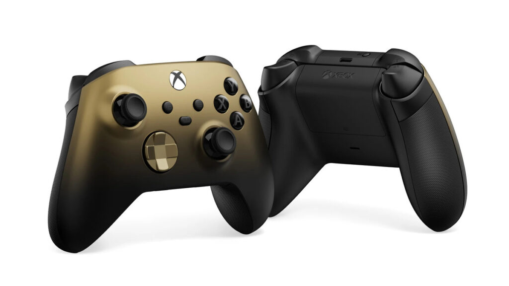 Przód i tył kontrolera Xbox Gold Shadow