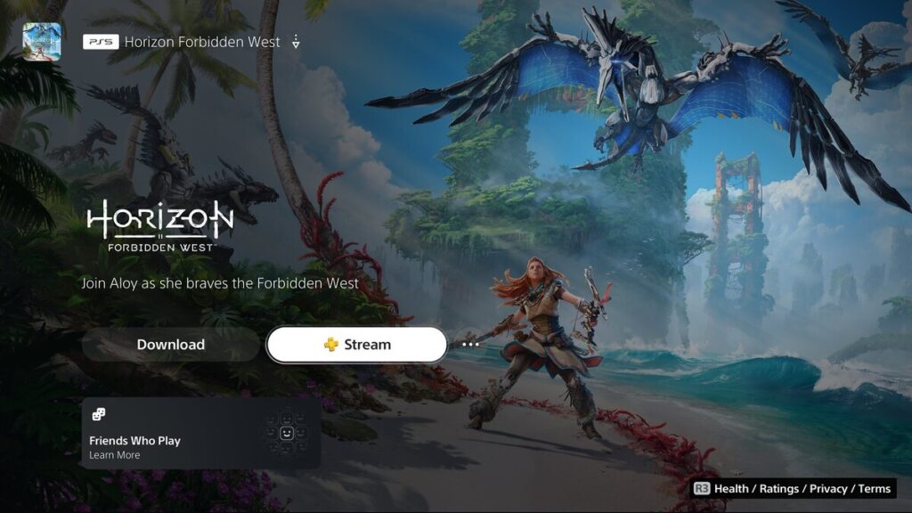 Opcja streamowania gry na PS5