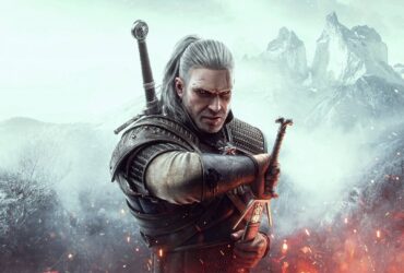 Wiedźmin Geralt wyciągający miecz