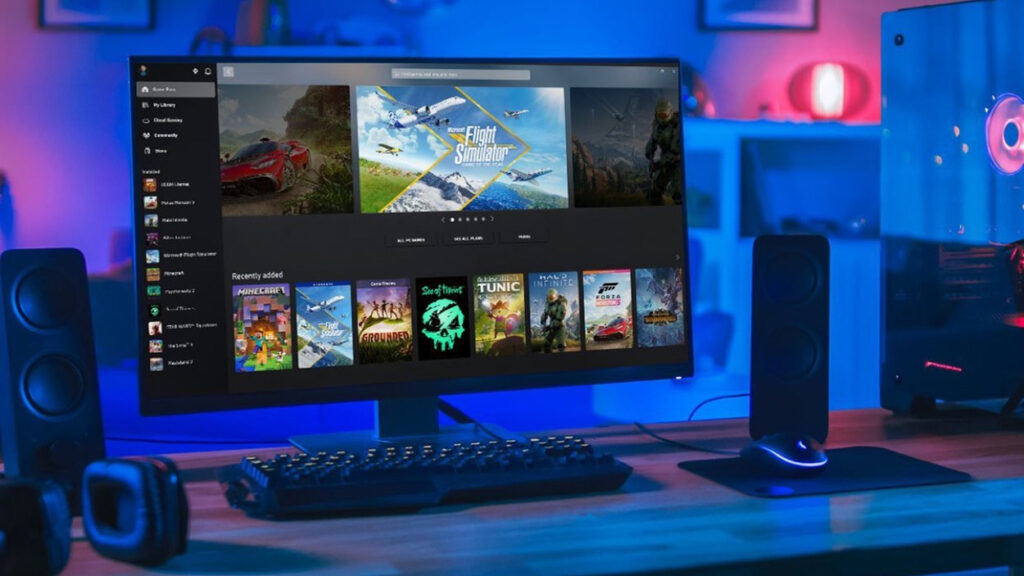 Zestaw PC z uruchomioną aplikacją Xbox