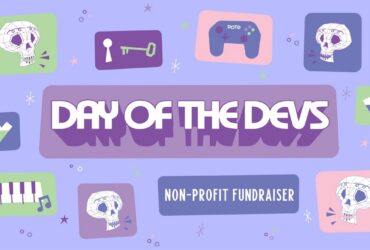 Grafika promująca kampanię fundraisingową Day of the Devs z logo i nazwą