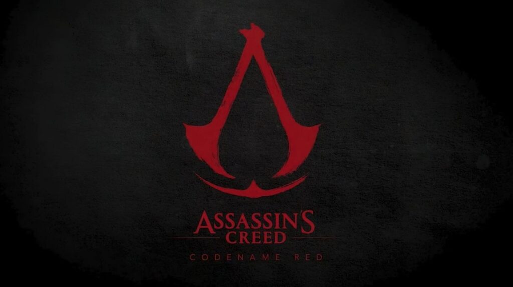 Czerwone logo Assassin's Creed Codename Red na czarnym tle